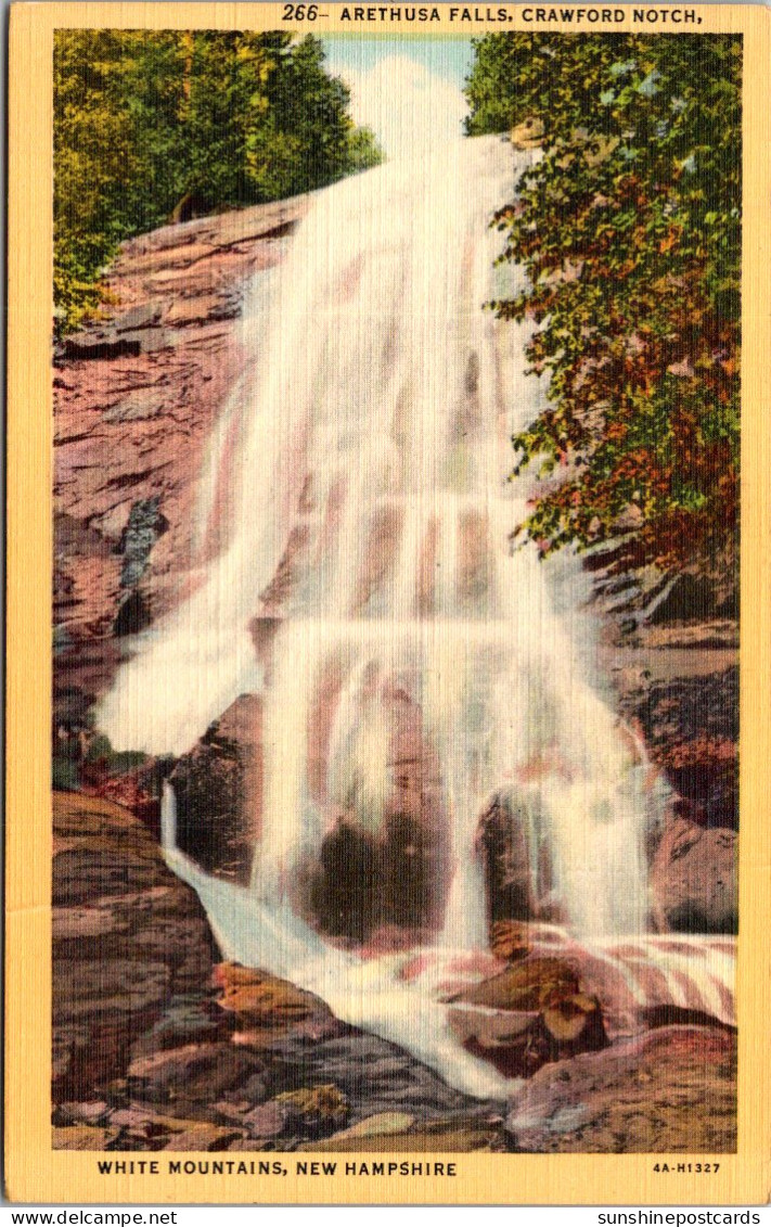 New Hampshire White Mountains Crawford Notch Arethusa Falls 1947 Curteich - White Mountains