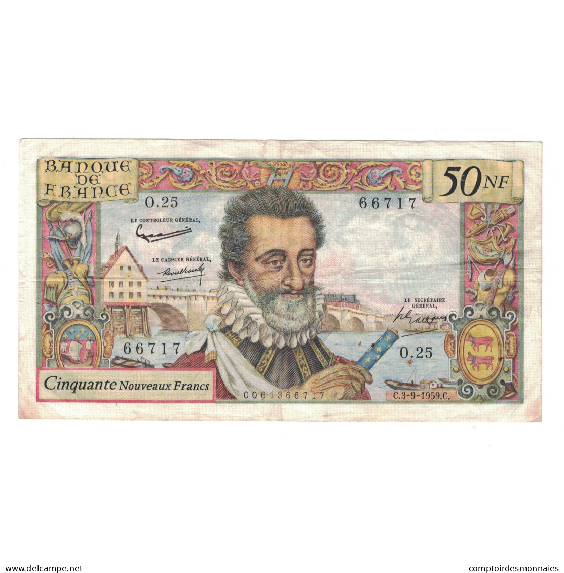 France, 50 Nouveaux Francs, Henri IV, 1960, O.25, TTB, Fayette:58.3, KM:143a - 50 NF 1959-1961 ''Henri IV''