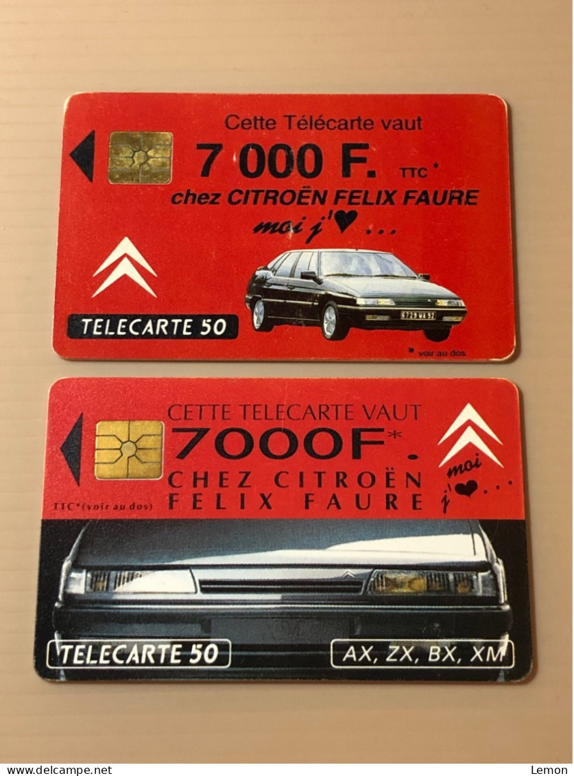 France Telecom Chip Telecarte Phonecard - Citroen 7000F - Set Of 2 Used Cards - Other & Unclassified