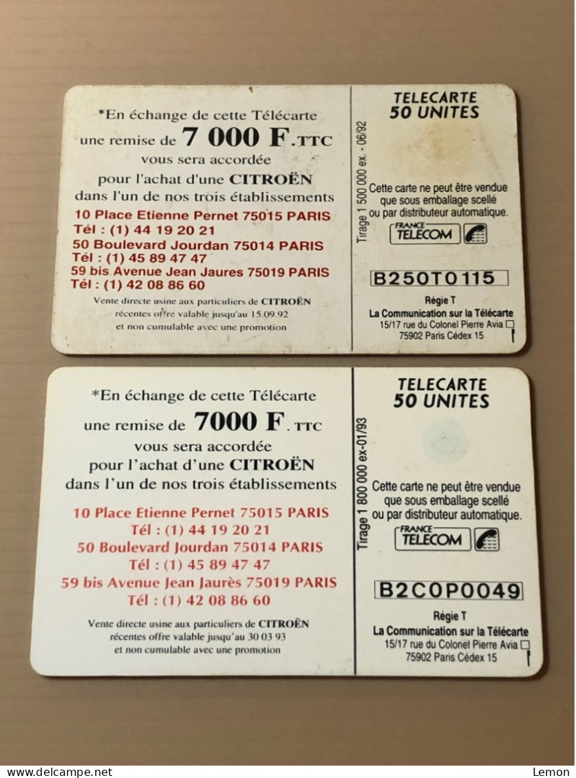 France Telecom Chip Telecarte Phonecard - Citroen 7000F - Set Of 2 Used Cards - Other & Unclassified