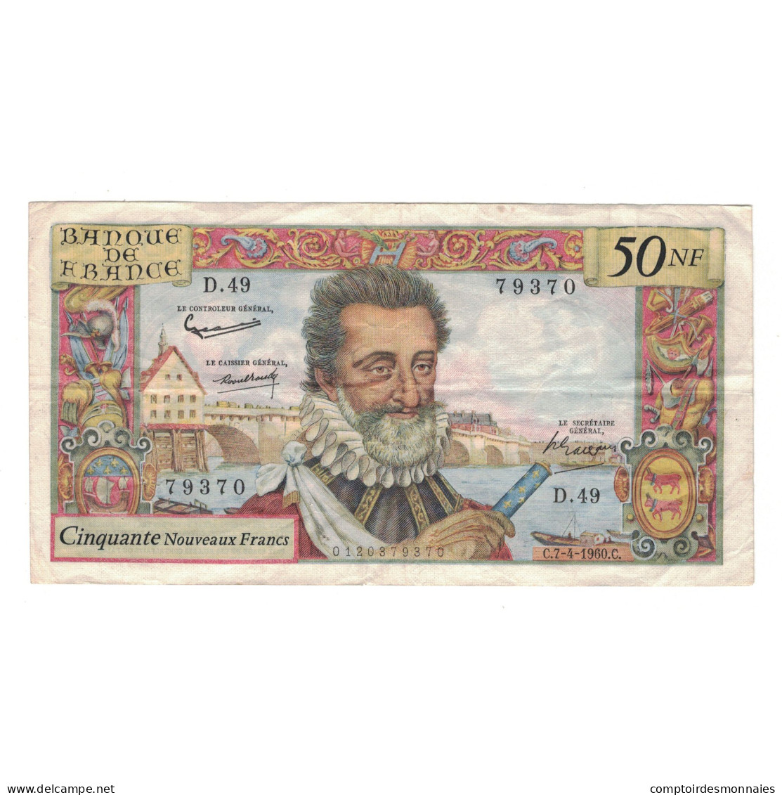 France, 50 Nouveaux Francs, Henri IV, 1960, D.49, TTB, Fayette:58.5, KM:143a - 50 NF 1959-1961 ''Henri IV''