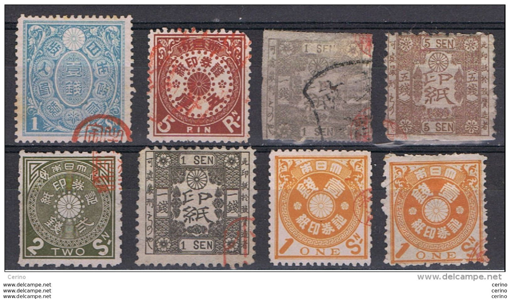 JAPAN:  1883/910  TAX  STAMPS  -  LOT  8  USED  STAMPS - Sonstige & Ohne Zuordnung