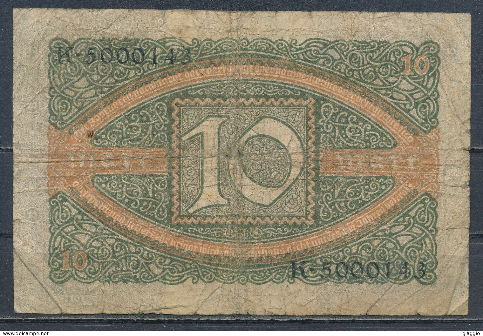 °°° GERMANY REICHSBANKNOTE 10 MARK 1920 °°° - 10 Mark