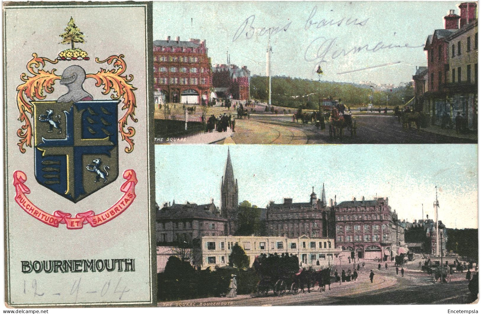 CPA  Carte Postale   Royaume Uni Bournemouth Emblème écusson  Vue De La Ville 1904  VM66878ok - Bournemouth (from 1972)