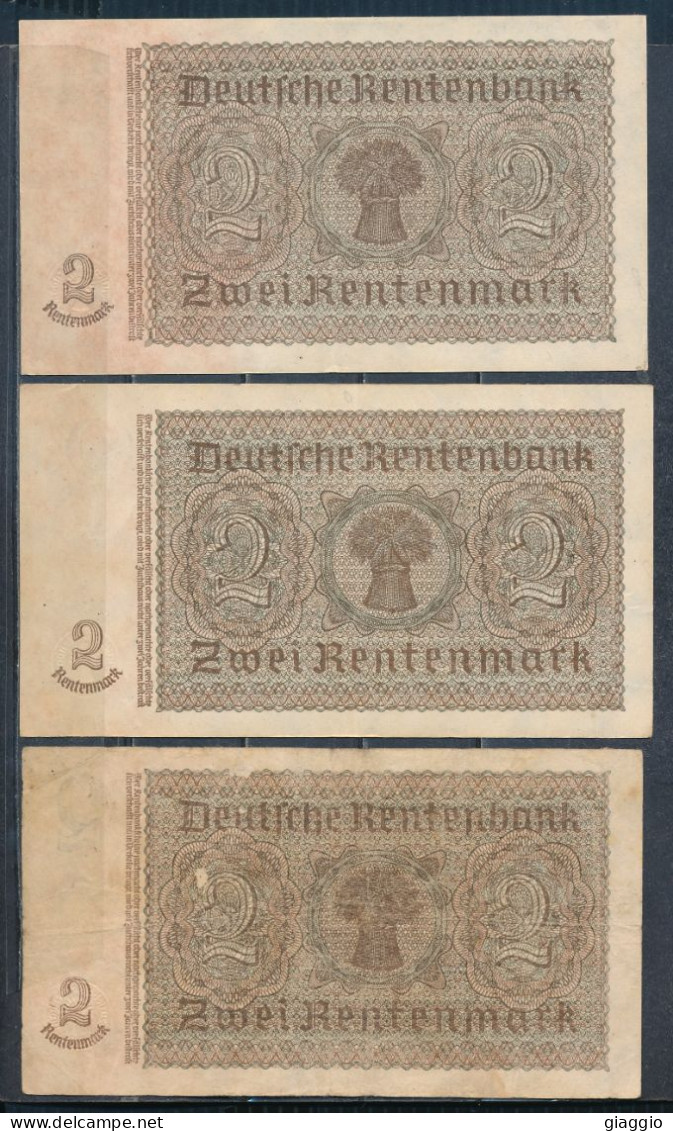 °°° GERMANY - 2 RENTENMARK 1937 SERIE D-F-G °°° - 2 Rentenmark