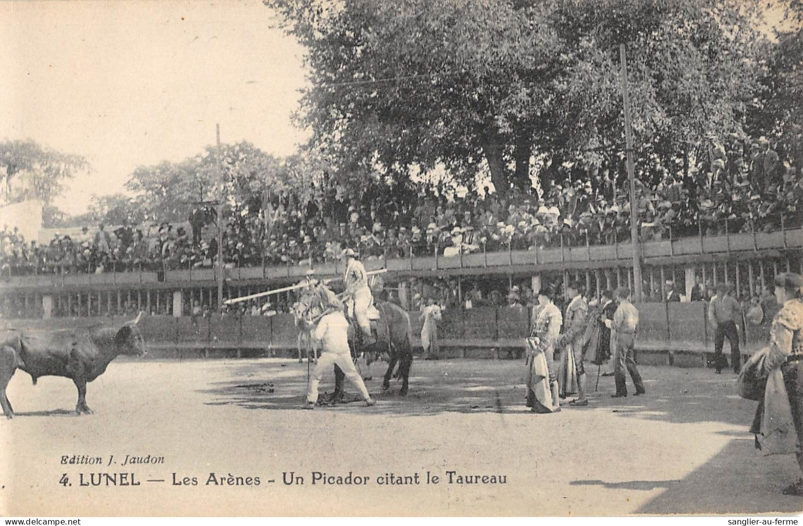 CPA 34 LUNEL LES ARENES UN PICADOR CITANT LE TAUREAU - Lunel