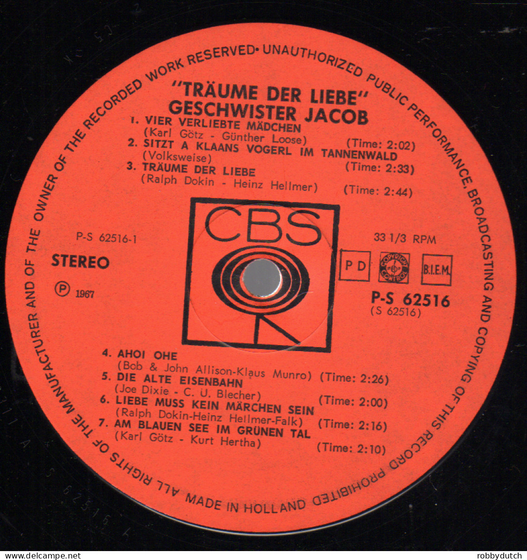 * LP *  GESCHWISTER JACOB - TRÄUME DER LIEBE (Holland 1967 EX!!) - Otros - Canción Alemana