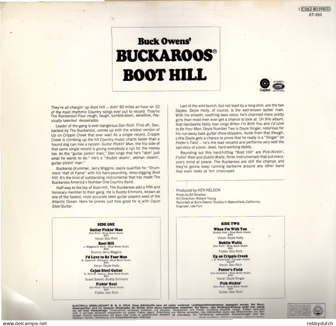 * LP * BOOT HILL - BUCK OWENS'  BUCKAROOS (Germany 1970) - Country Y Folk