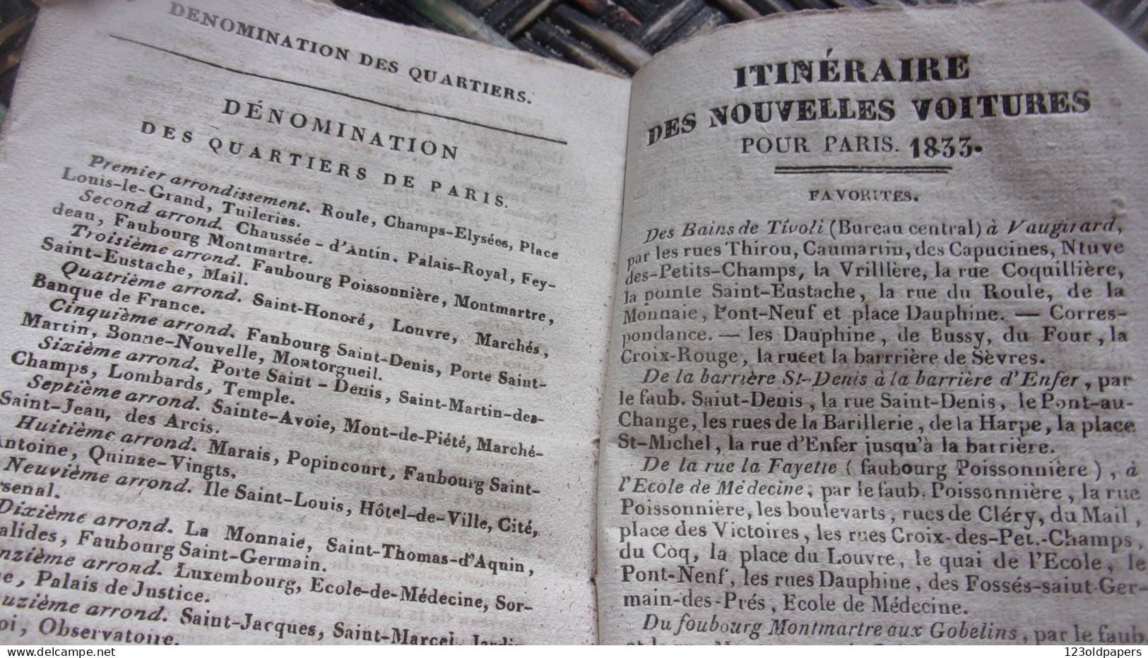 RARE 1853 NOUVEAU CONDUCTEUR PARISIEN GUIDE DES RUES PONTS QUAIS IMPASSES HALLES MARCHES VOITURES CHASSAIGNON