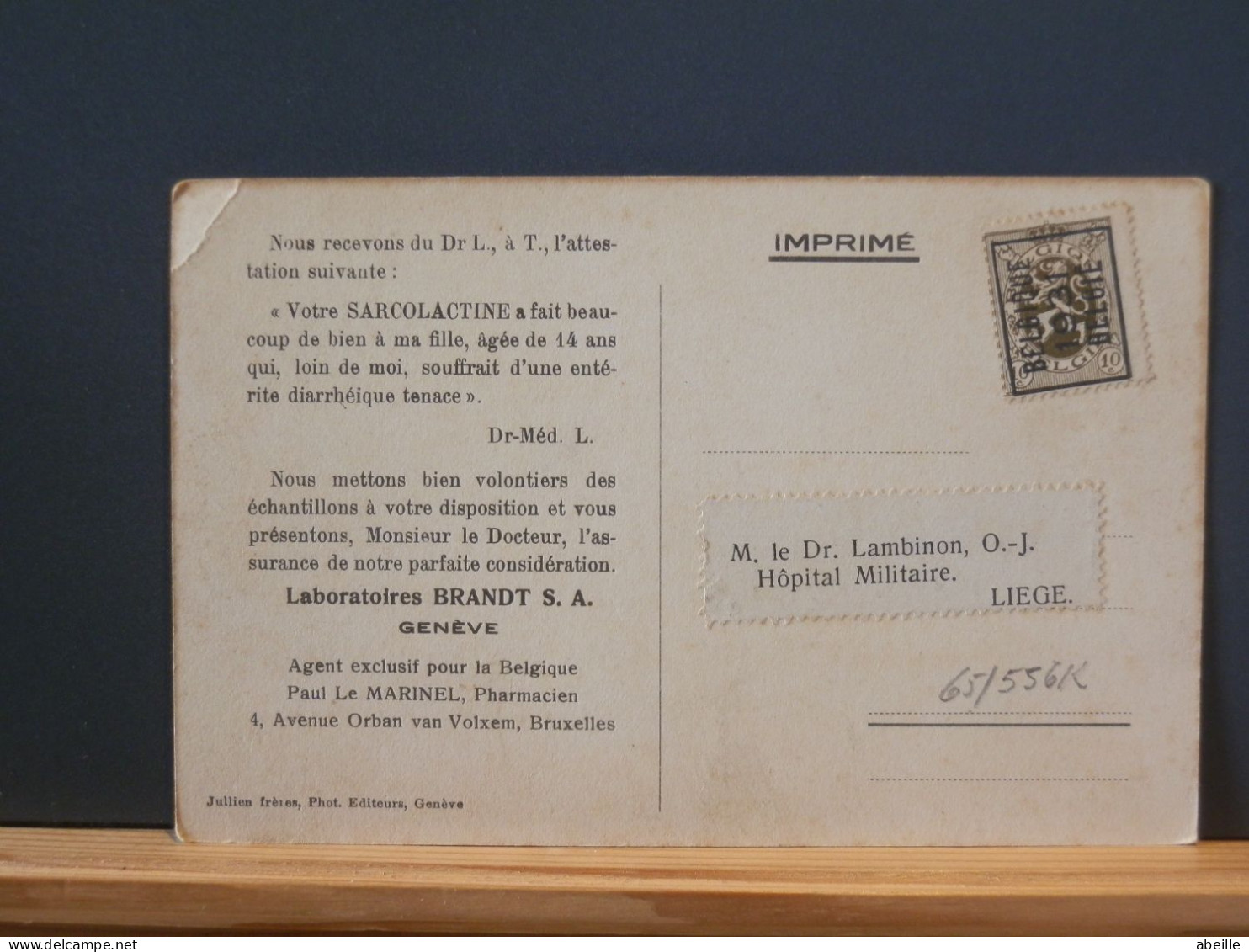 65/556K CP BELGE PREO 1931 BELGIQUE - Typo Precancels 1929-37 (Heraldic Lion)