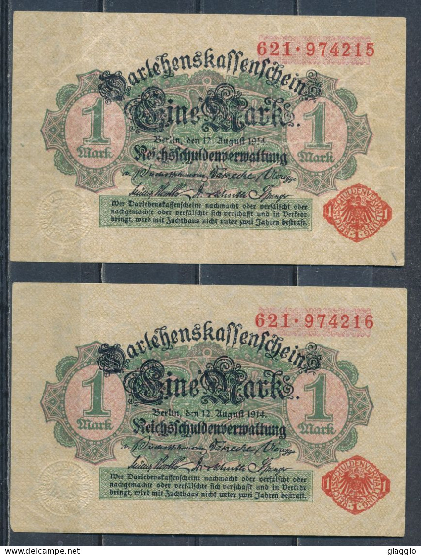 °°° GERMANY 1 MARK 1914 CONSECUTIVE °°° - Autres & Non Classés