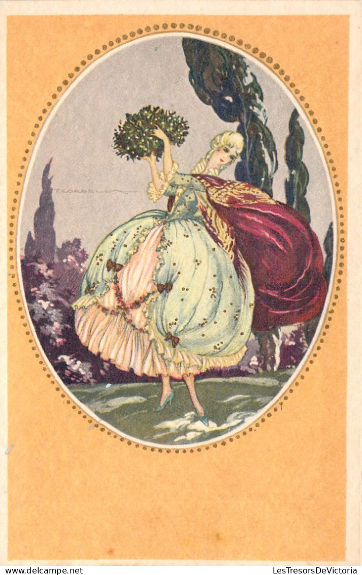 ILLUSTRATEUR Non SIGNE - Femme Style Rococo Dans Un Parc - Carte Postale Ancienne - Non Classés