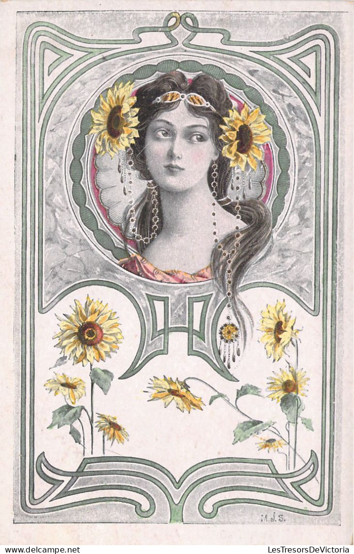ILLUSTRATEUR Non SIGNE - Art Nouveau - Femme Et Tournesol - Carte Postale Ancienne - Zonder Classificatie