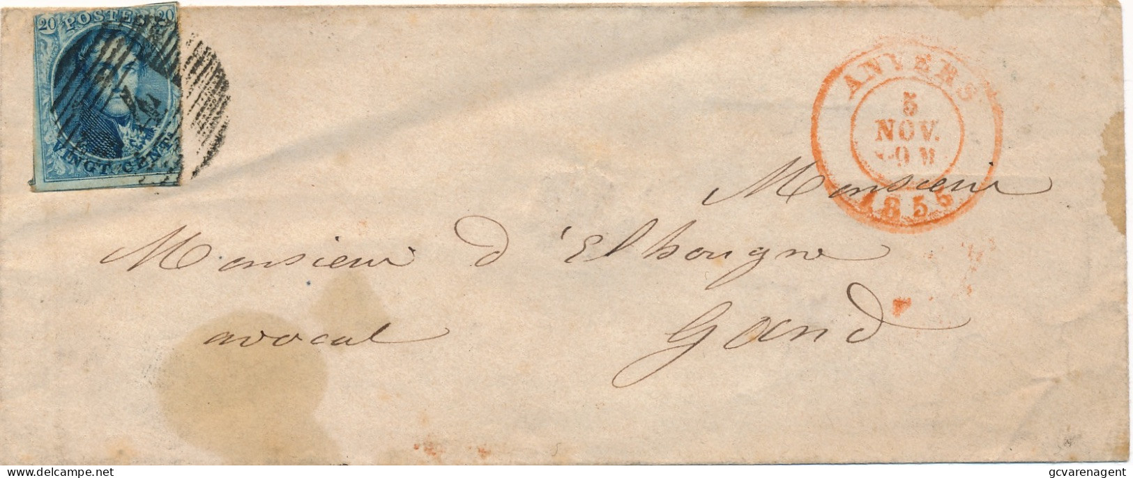 ENVELOPP  1856  ANVERS  TO GAND        LOOK SCANS - 1849-1865 Medallones (Otros)