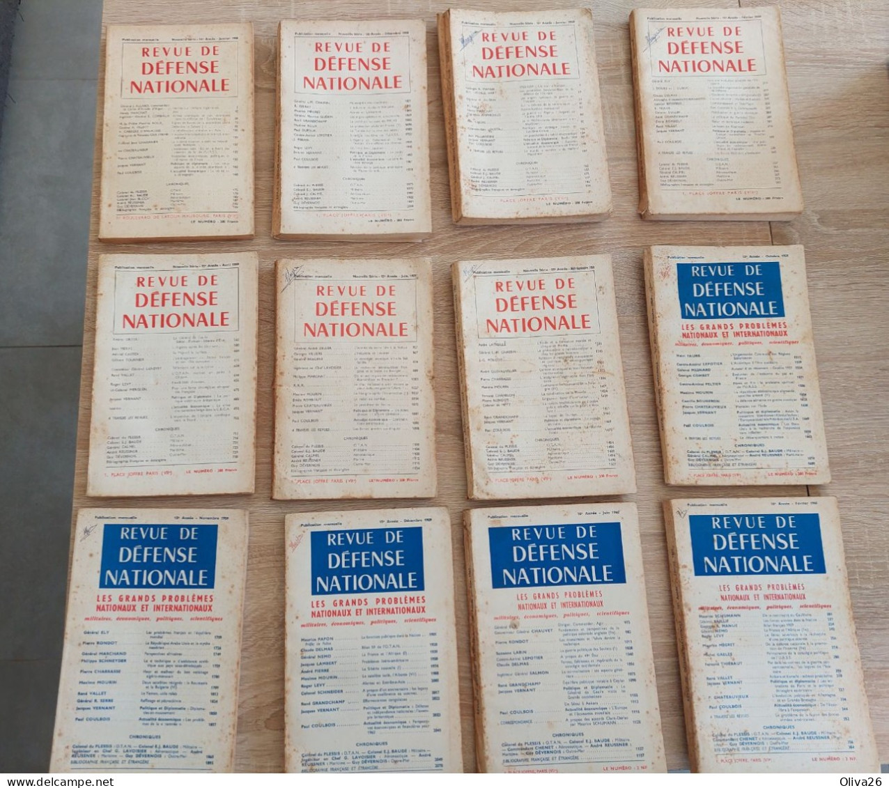 REVUE DE DEFENSE NATIONALE Lot De 12 De 1958 A 1960 - Weapons