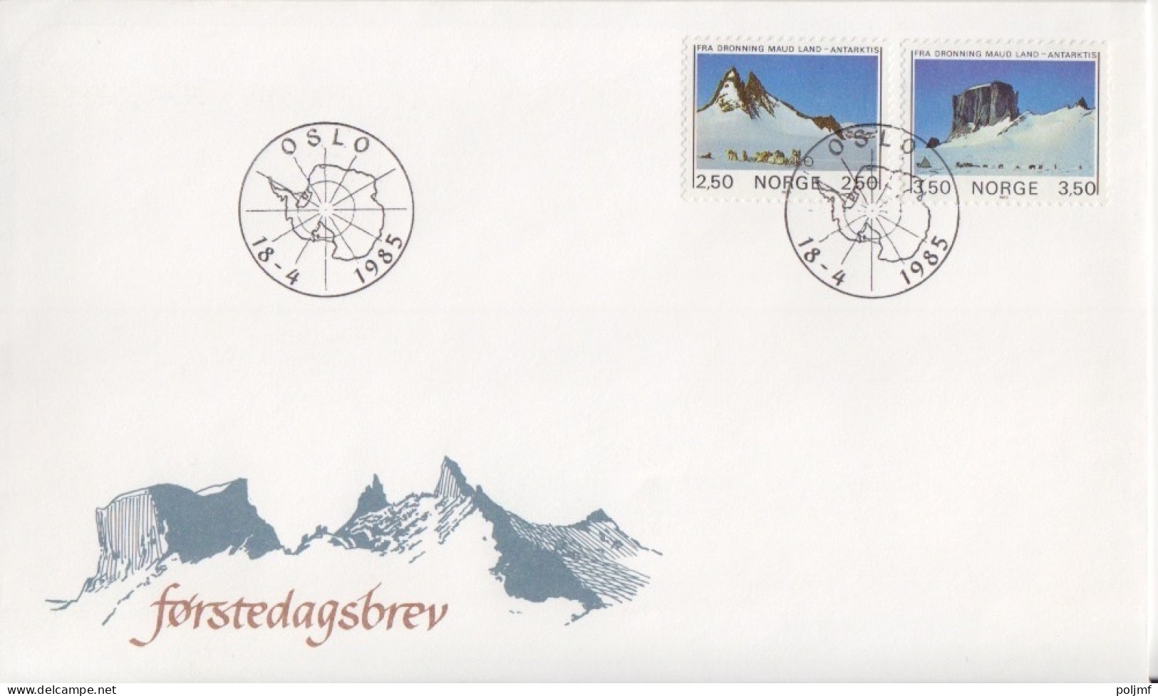 FDC Obl. Oslo Le 18 - 4 1985 Sur N° 874, 875 (paysages De Dronning Maud Land) - Briefe U. Dokumente