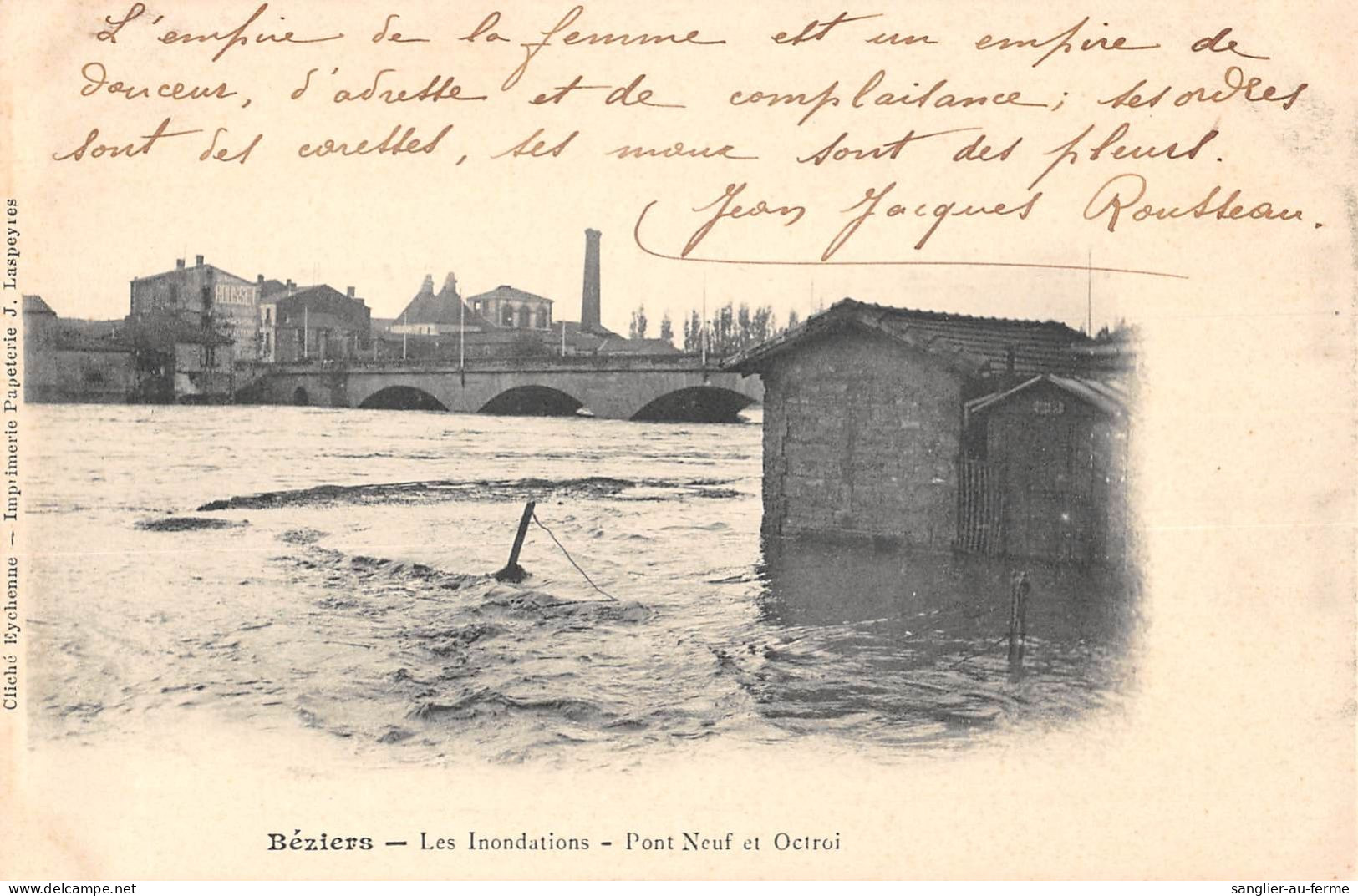 CPA 34 BEZIERS INONDATIONS PONT NEUF ET OCTROI - Beziers