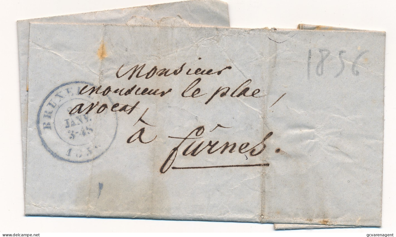 ENVELOPPE  1856  BRUXELLES A FURNES             LOOK SCANS - 1849-1865 Medallones (Otros)