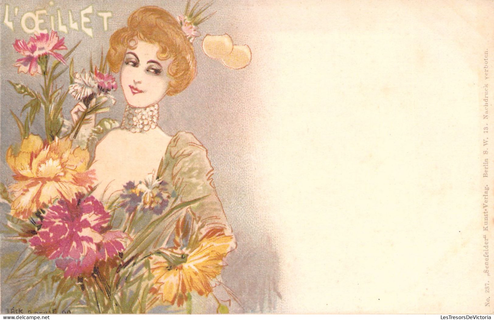 ILLUSTRATEUR SIGNE Jack Abeille - Art - L'Oeillet Et Femme  - Carte Postale Ancienne - Andere & Zonder Classificatie