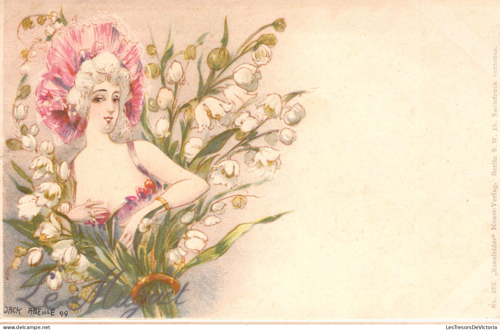 ILLUSTRATEUR SIGNE Jack Abeille - Art - Le Muguet Et Femme  - Carte Postale Ancienne - Sonstige & Ohne Zuordnung