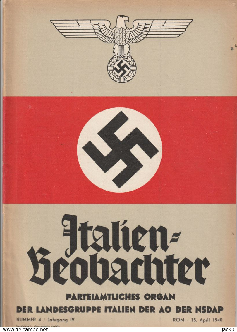 RIVISTA - ITALIEN BEOBACHTER (Osservatore Italiano) Personaggio Politico - 5. Guerre Mondiali