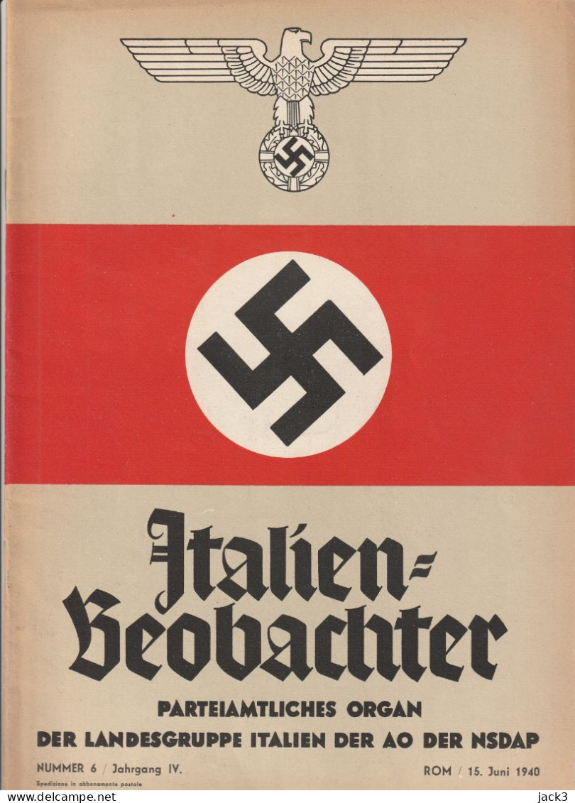 RIVISTA - ITALIEN BEOBACHTER (Osservatore Italiano) Personaggio Politico - 5. Guerras Mundiales