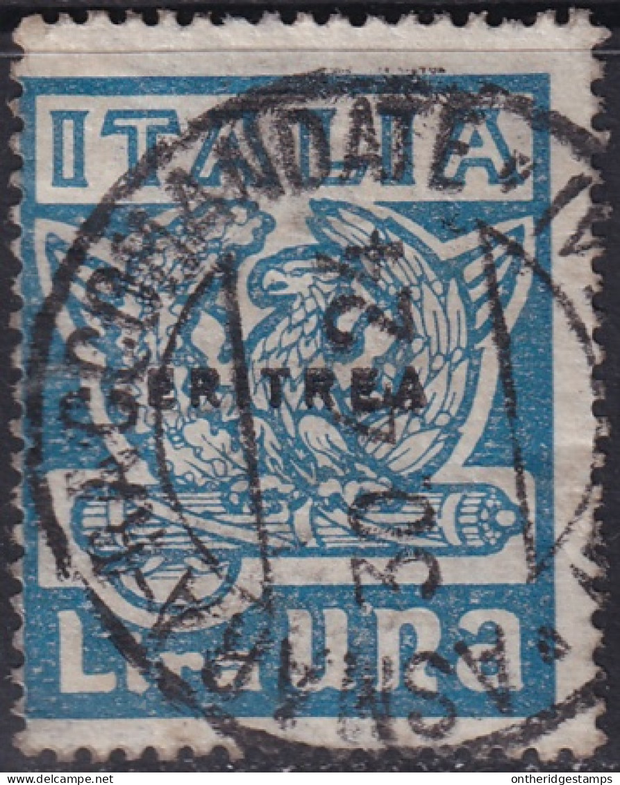 Eritrea 1923 Sc 72 Sa 68 Used Asmara Racommandate Cancel - Eritrea