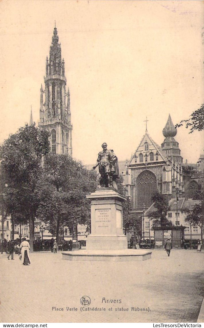 BELGIQUE - ANVERS - Place Verte Cathédrale Et Statue Rubens - Carte Postale Ancienne - Antwerpen