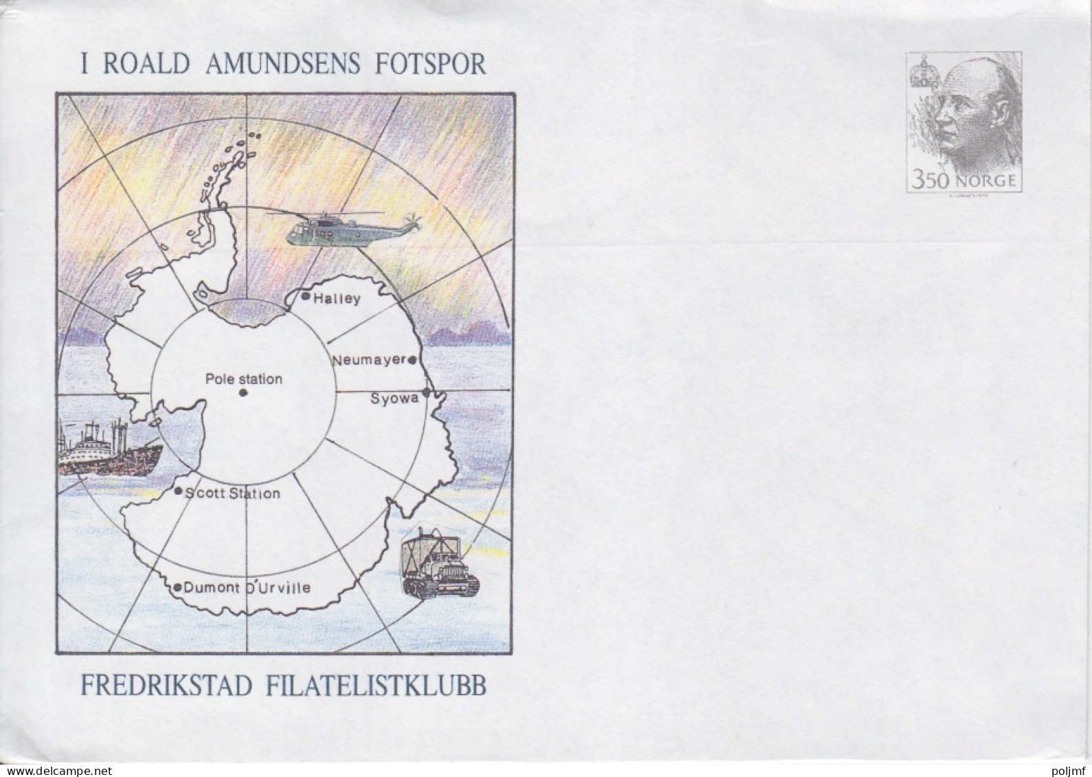Entier Neuf 3,50 Roald Amundsen + Carte De L'Antarctique - Entiers Postaux