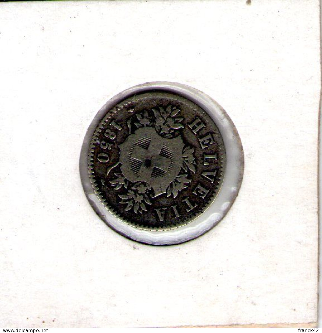 Suisse. 20 Rappen 1850 - 20 Centimes / Rappen