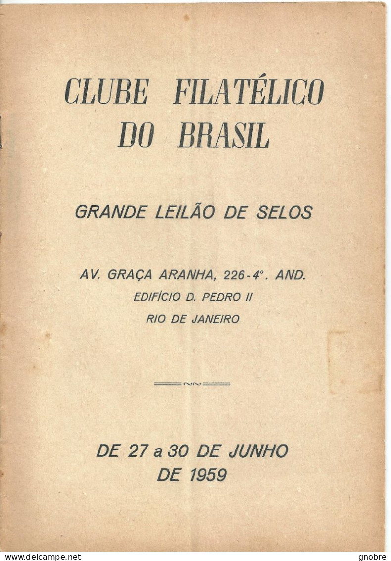 BRAZIL - CLUBE FILATELICO DO BRASIL - 1959 - STAMP AUCTION CATALOG - Collectors