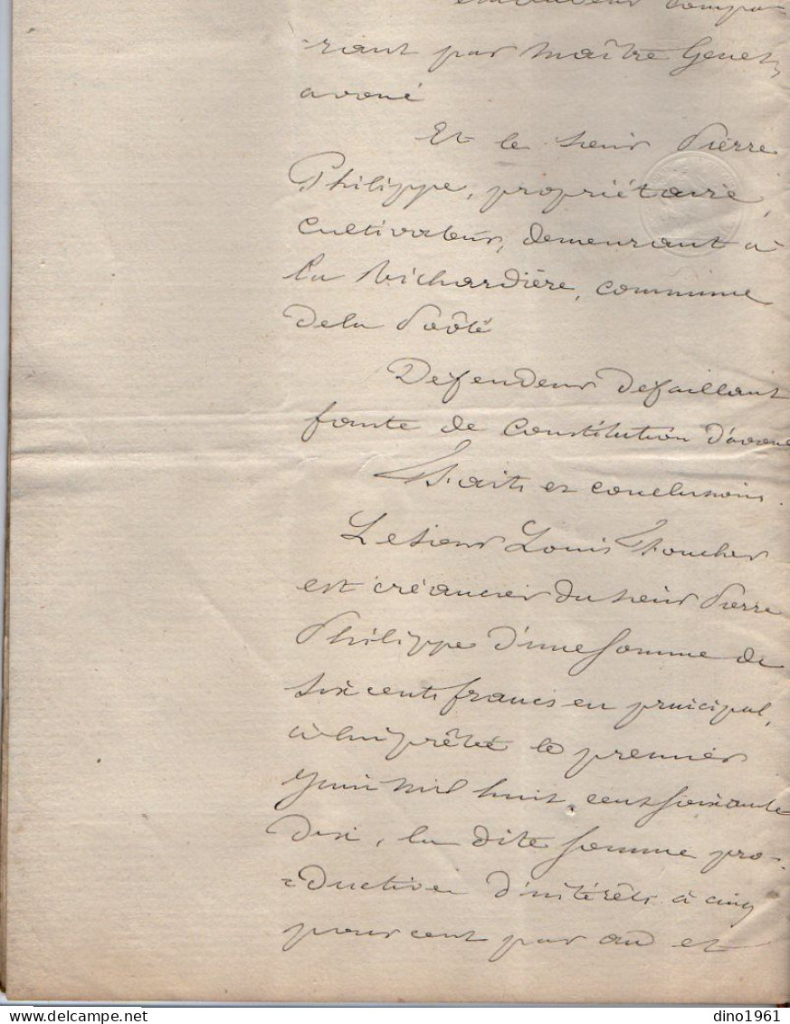 VP21.950 - Acte De 1874 - Jugement - Tribunal Civil De MAYENNE - Mr FOUCHER à POOTE Contre Mr PHILIPPE - Manuscrits