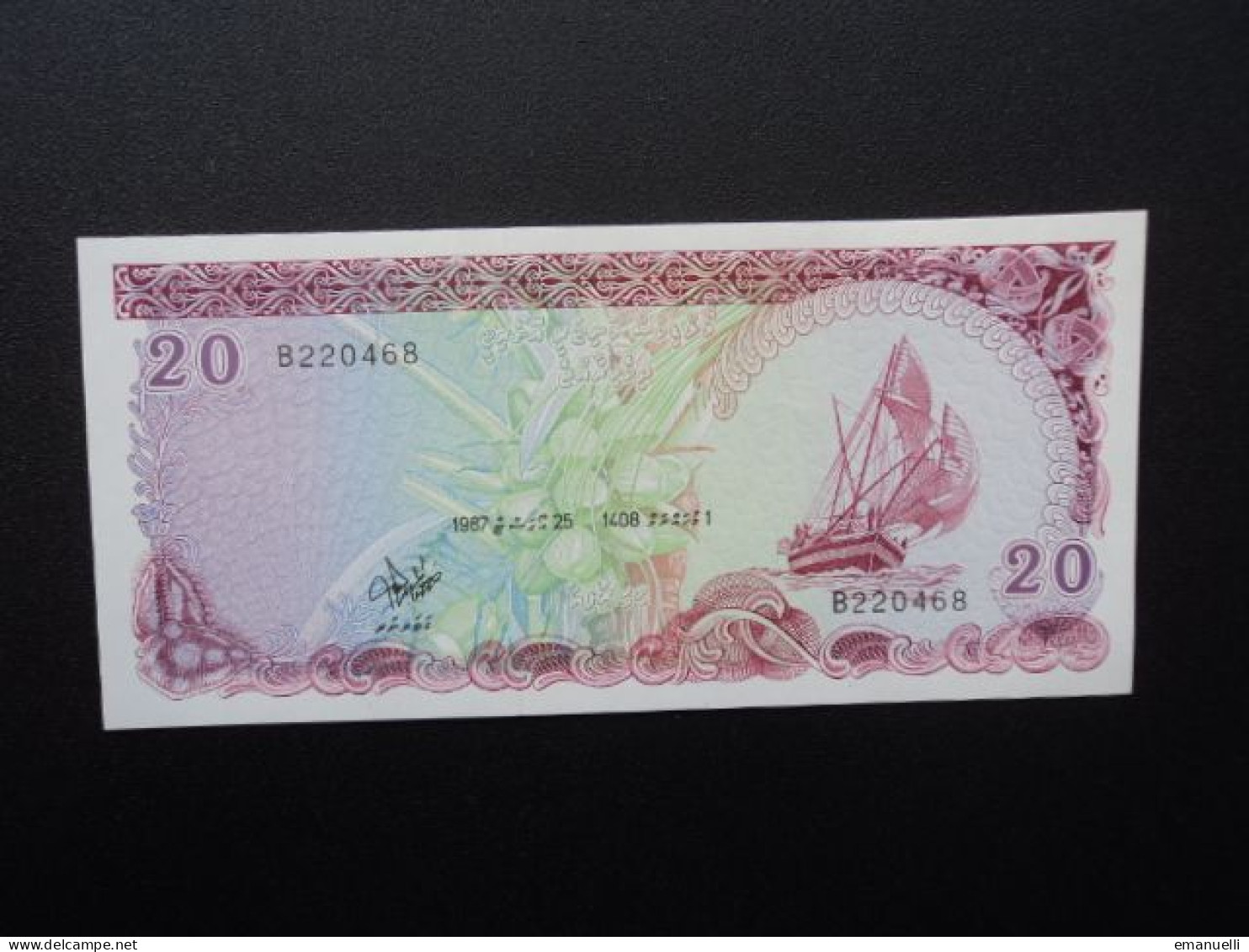 MALDIVES : 20 RUFIYAA   1987 - 1408    P 12b    NEUF - Maldives