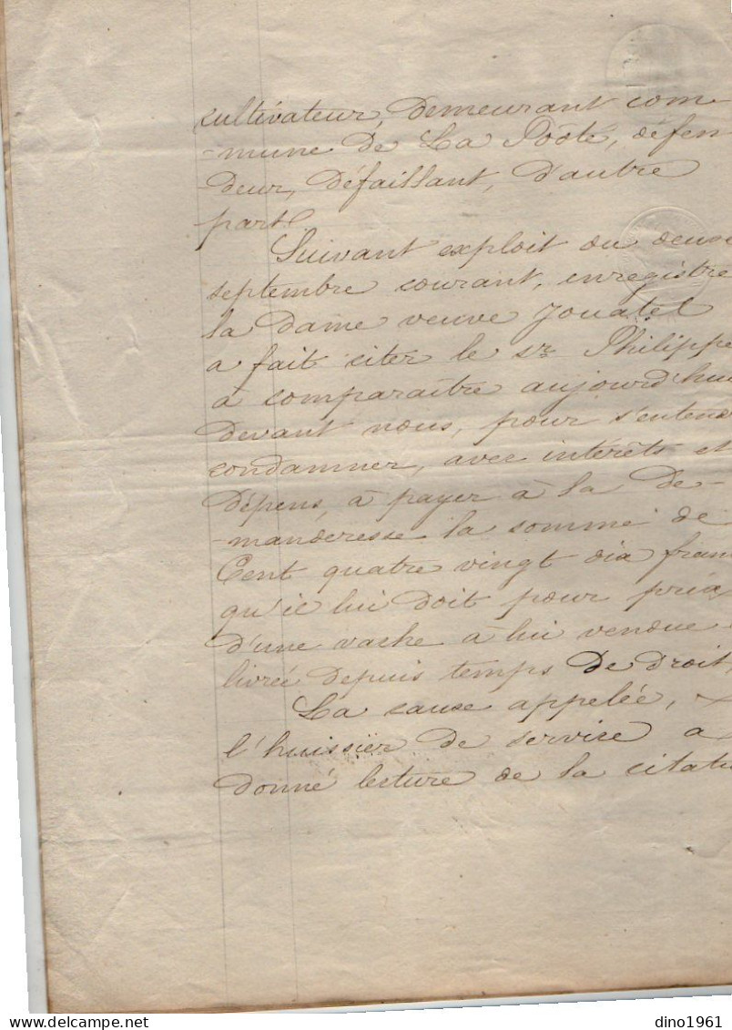 VP21.951 - Acte De 1874 - Jugement - Tribunal De Paix De PRE EN PAIL - Vve JOUATEL à GESVRES Contre PHILIPPE à LA POOTE - Manuscrits