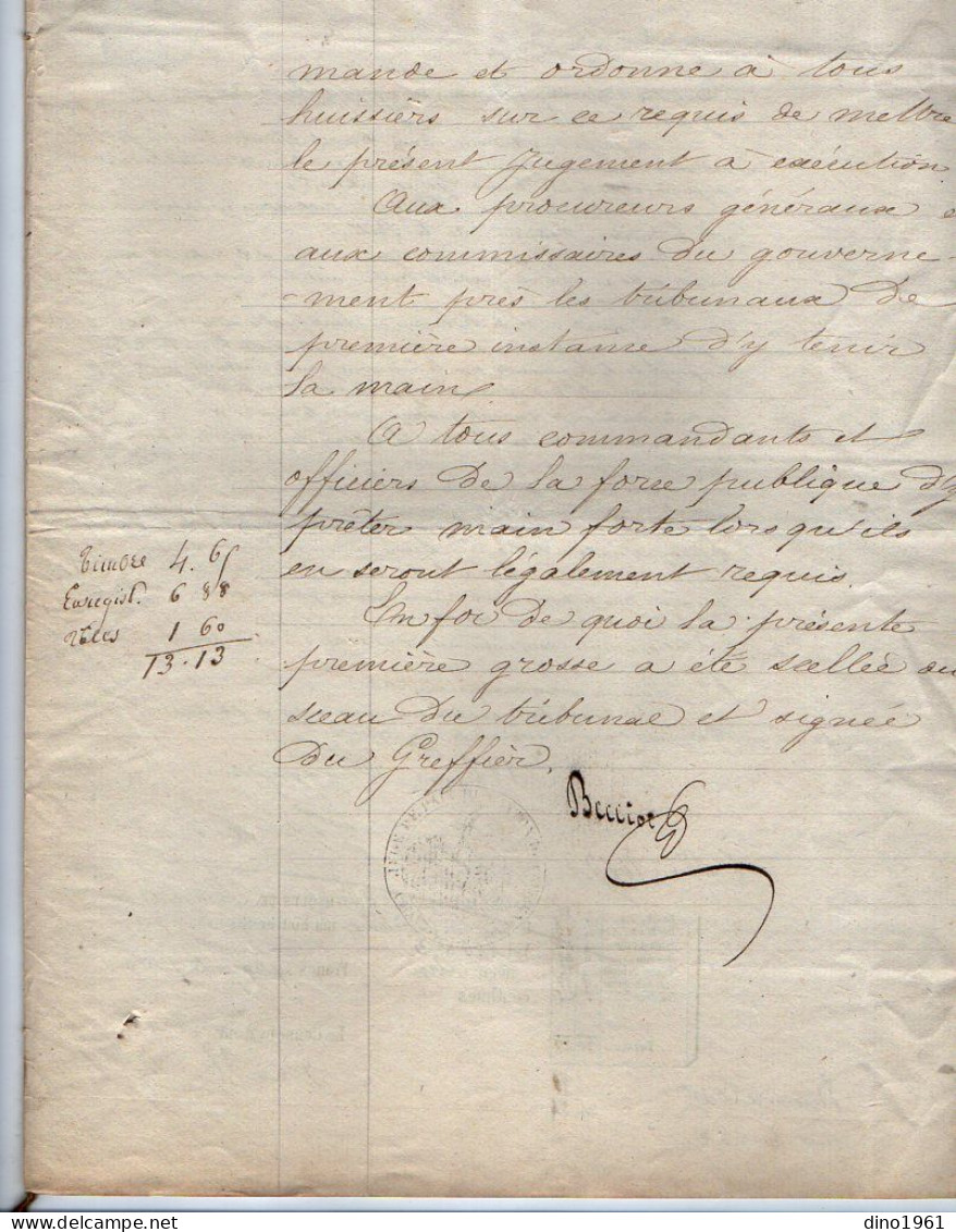 VP21.951 - Acte De 1874 - Jugement - Tribunal De Paix De PRE EN PAIL - Vve JOUATEL à GESVRES Contre PHILIPPE à LA POOTE - Manuscrits