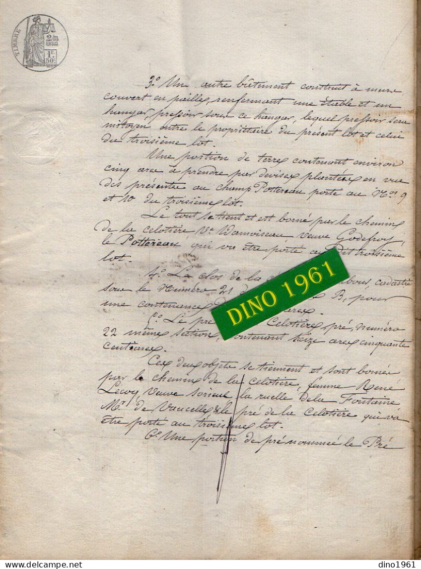 VP21.952  - Acte De 1872 - Partage Entre Les Enfants De Mr Jean LECOQ à RAVIGNY & CHAMPFREMONT - Manuscrits