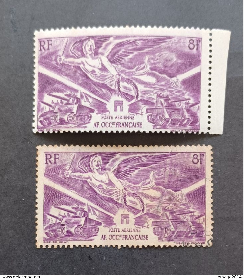 FRANCE COLONIE 1946 ANNIVERSAIRE DE LA VICTOIRE TYPES TIMBRES AERIENS AFRIQUE OCCIDENTALE CAT YVERT N. 4 MNH OBLITERE - 1946 Anniversaire De La Victoire