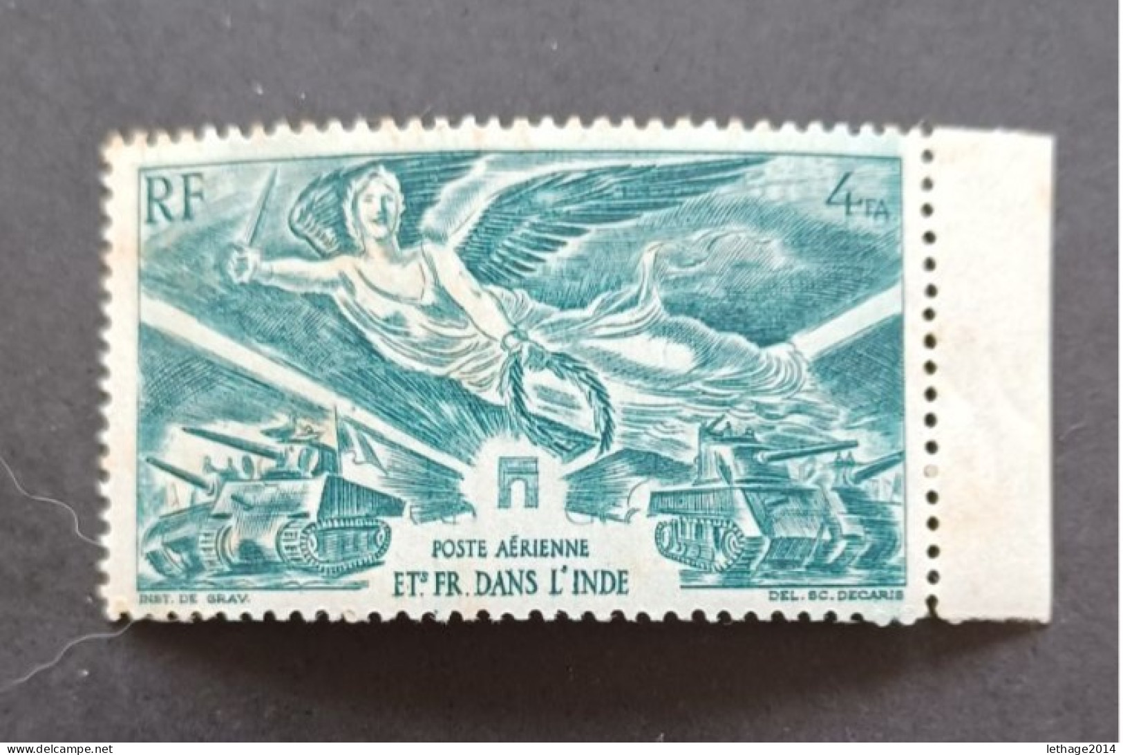 FRANCE COLONIE 1946 ANNIVERSAIRE DE LA VICTOIRE TYPES TIMBRES AERIENS INDE CAT YVERT N. 10 MNH - 1946 Anniversaire De La Victoire