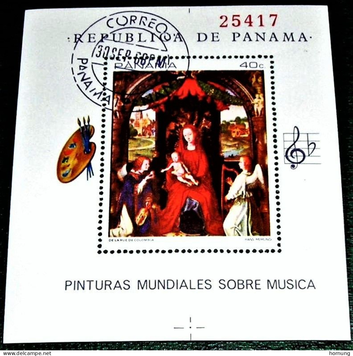 Panama,1968,Pinturas Mundiales Sobre Musica, Hans Memling. CTO-Original Gum, Michel # 1093-block 93 - Schilderijen