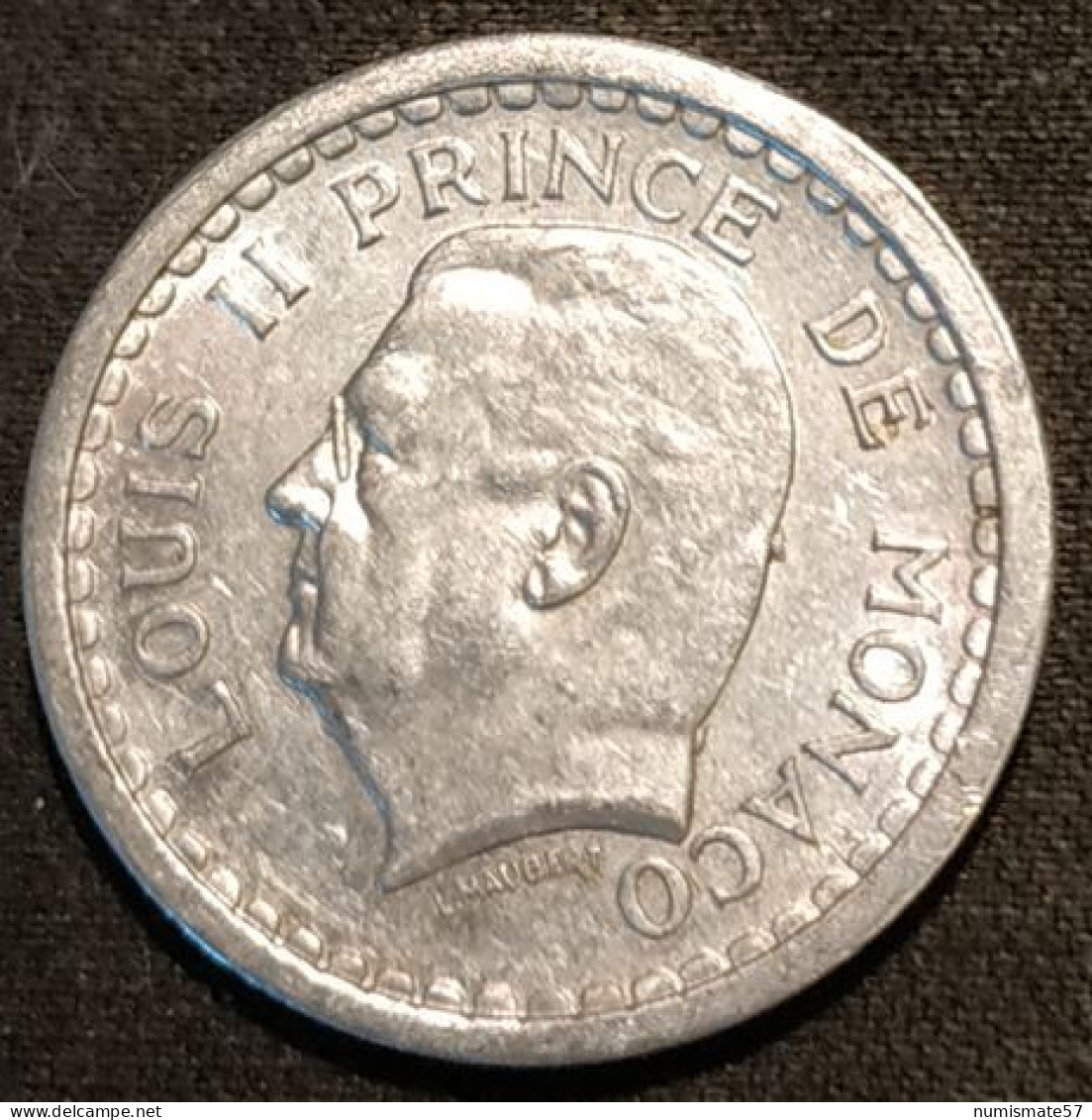 MONACO - 1 FRANC Aluminium - LOUIS II - ( 1943 ) - KM 120 - 1922-1949 Louis II.