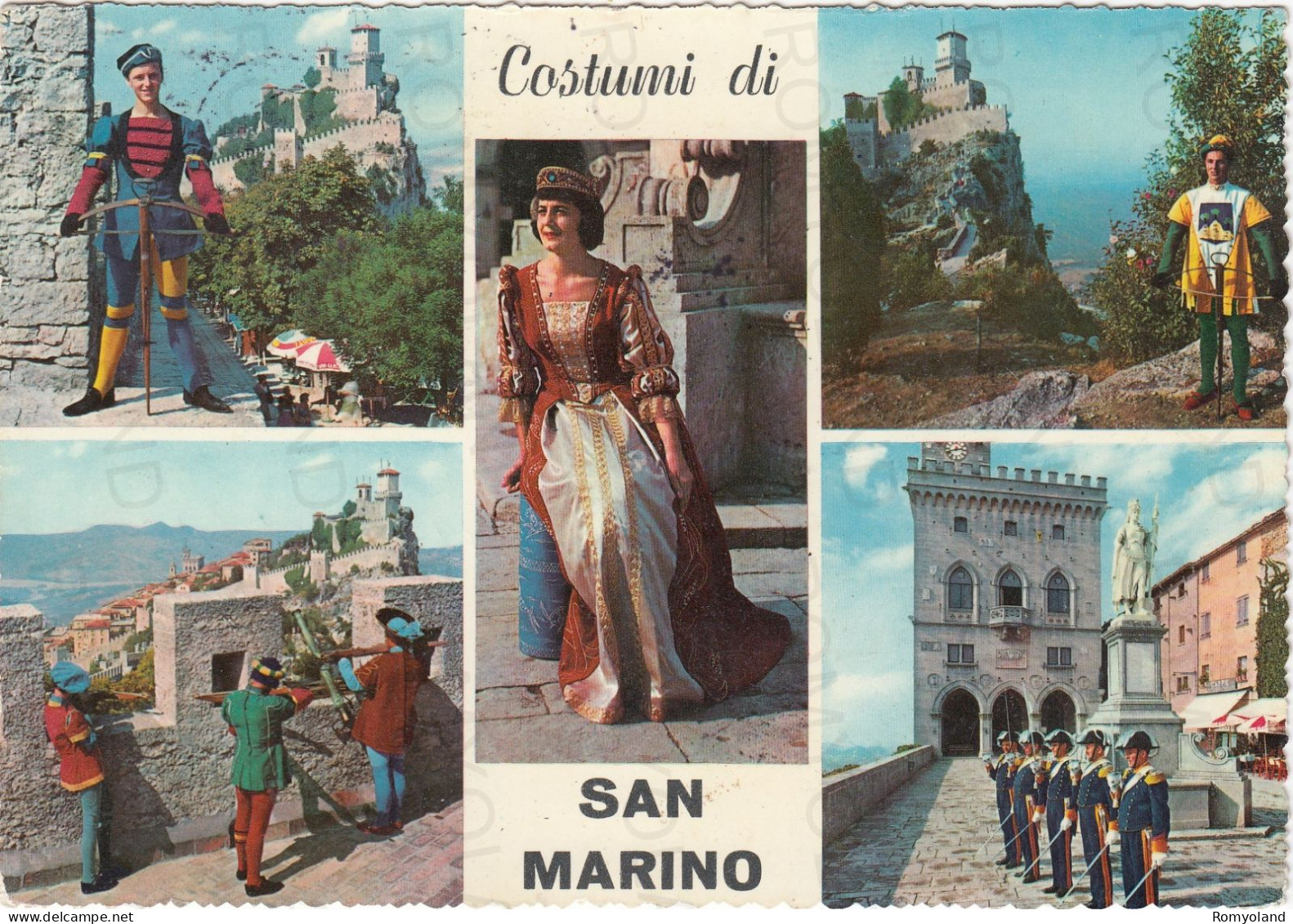 CARTOLINA  SAN MARINO-COSTUMI DI SAN MARINO,STORIA,MEMORIA,CULTURA,RELIGIONE,BOLLO STACCATO-VIAGGIATA 1960 - San Marino