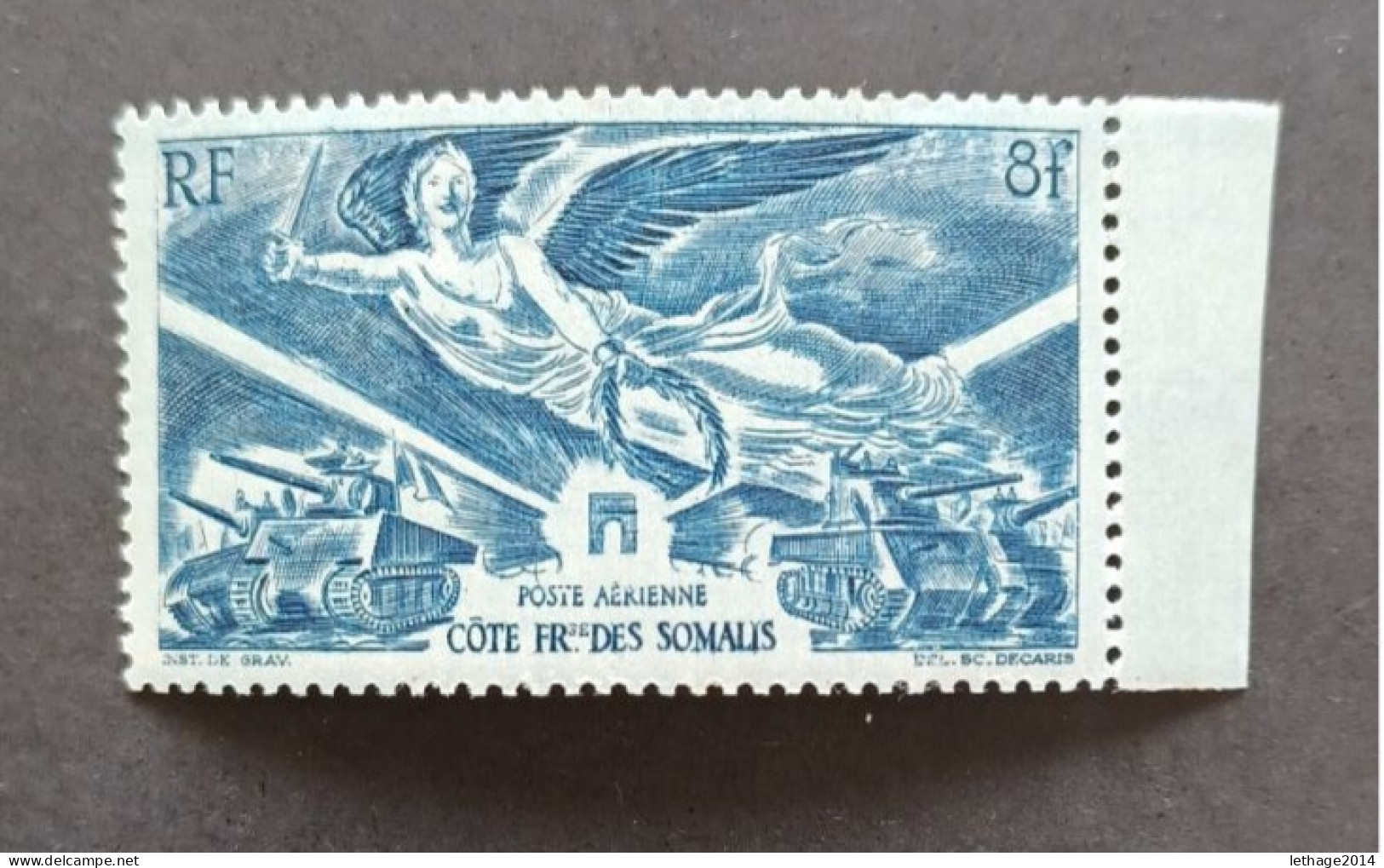 FRANCE COLONIE 1946 ANNIVERSAIRE DE LA VICTOIRE TYPES TIMBRES AERIENS COTE DES SOMALIS CAT YVERT N. 18 MNH - 1946 Anniversaire De La Victoire