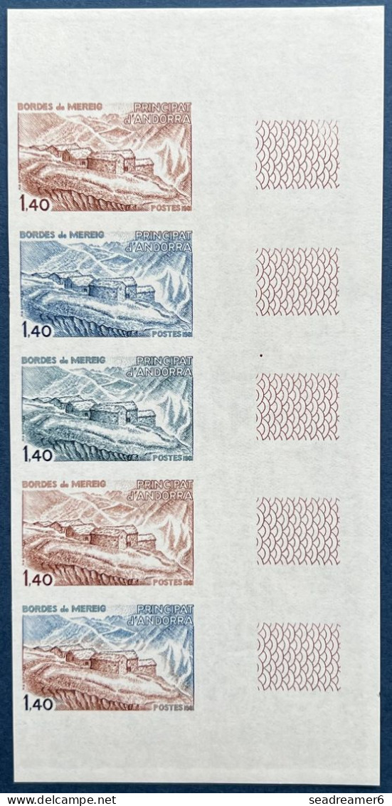 ANDORRE N°291** Bande De 5 CDFeuille Essais De Couleurs TTB Et Pas Courant ! - Nuevos