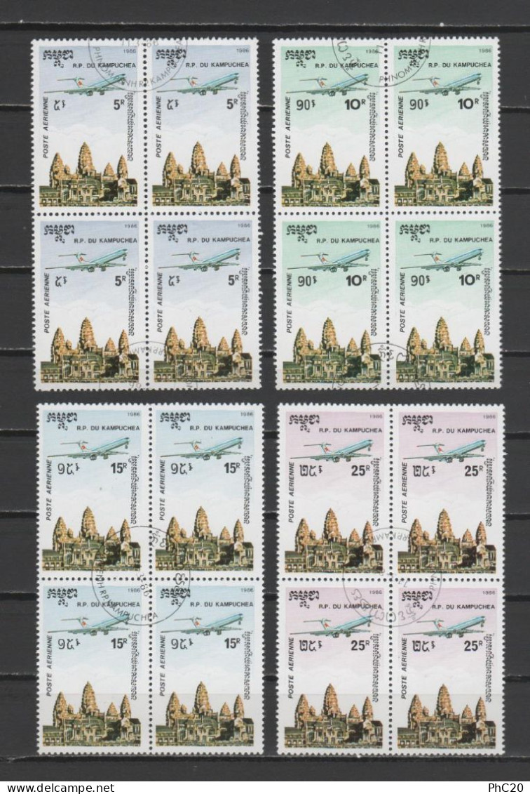 KAMPUCHEA 1986 - 4 Blocs De 4 Timbres - Yvert Aériens 36-39 - Kampuchea