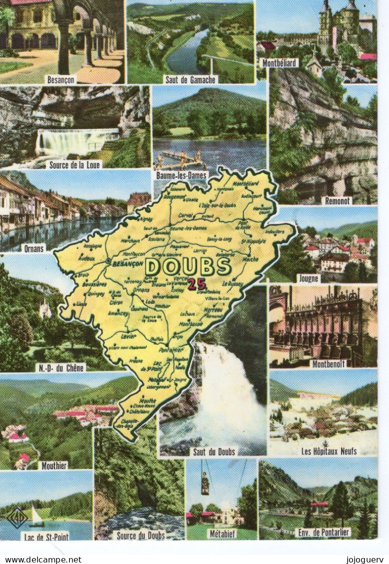 Doubs: Besançon, Ornans, Mouthier Métabief, Pontarlier, Montbenoit, Jougne, Remonot, Montbéliard...timbrée En 1973 - Champagne-Ardenne