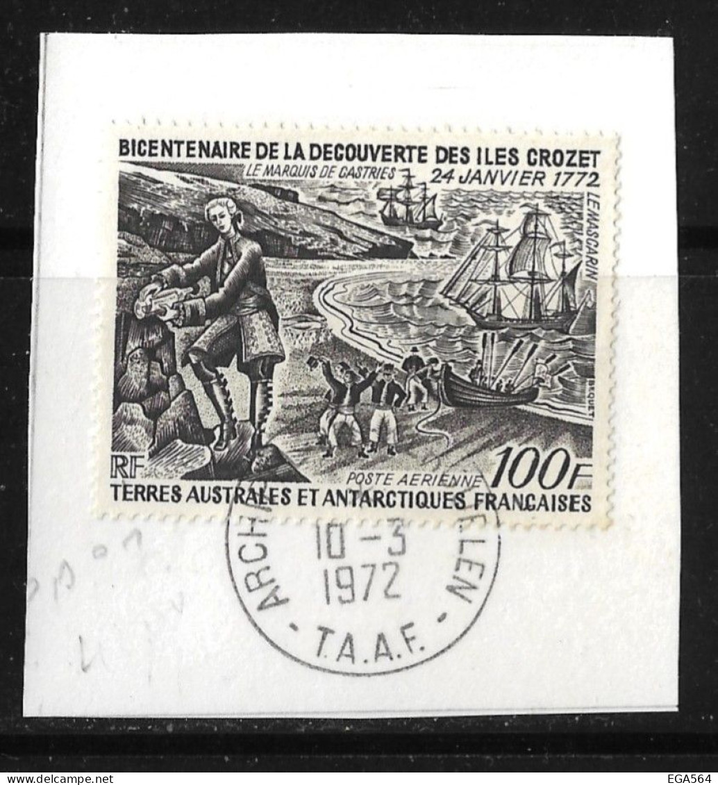 CN14 - Y&T PA27 Découverte Des Îles Crozet Oblitéré Sur Fragment - Cote Yvert 40 € - - Usados