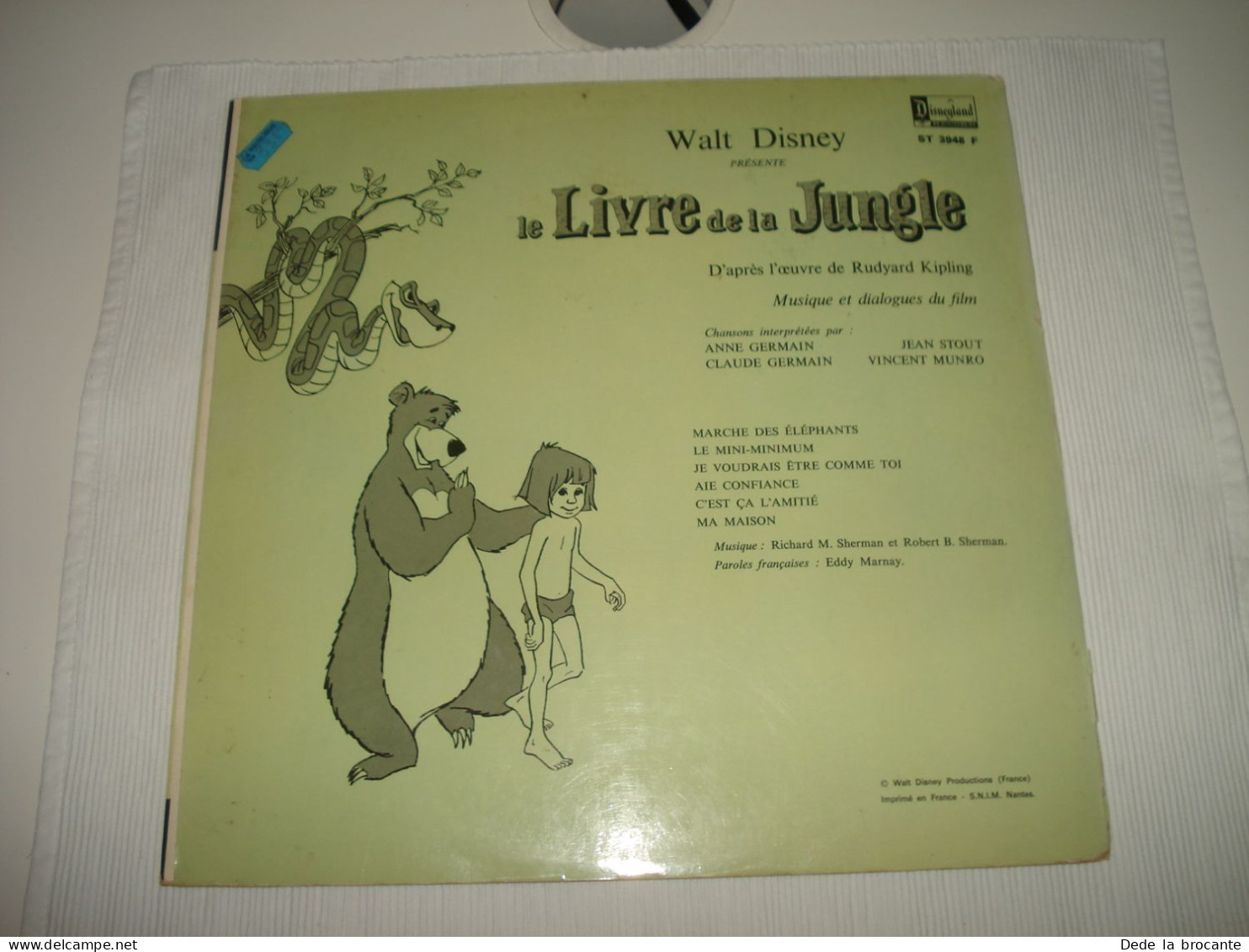 B1 /  Le livre de la jungle -  LP 33T -  Disneyland - ST-3948 F - France 1967