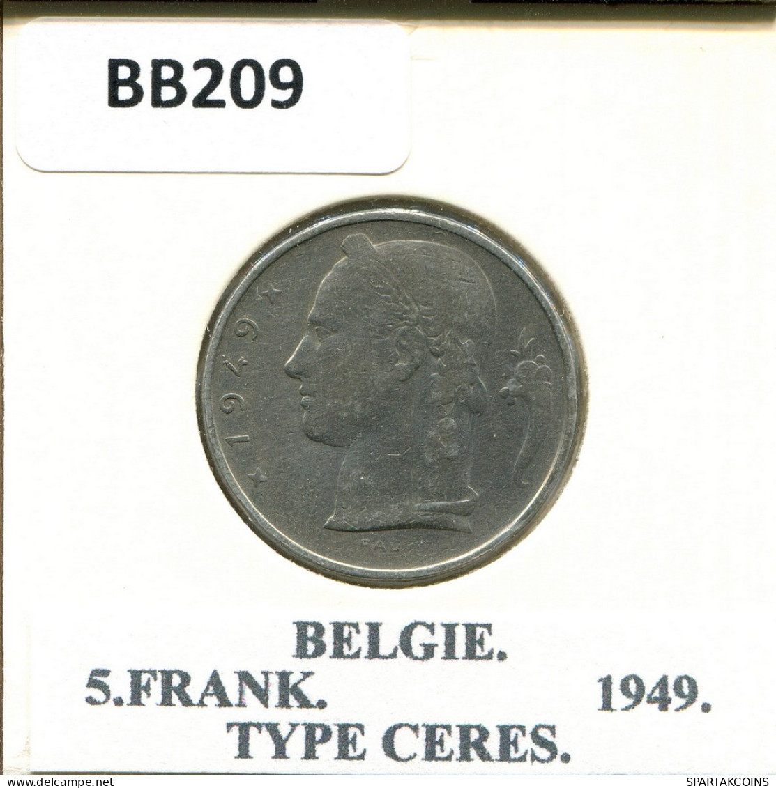 5 FRANCS 1949 DUTCH Text BÉLGICA BELGIUM Moneda #BB209.E - 5 Franc