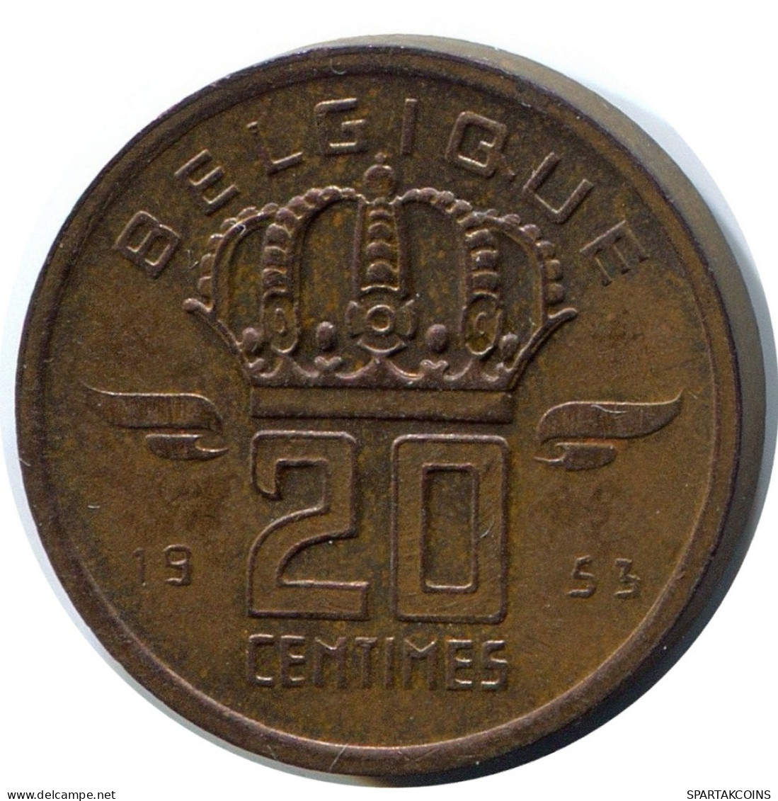 20 CENTIMES 1953 FRENCH Text BÉLGICA BELGIUM Moneda #BA401.E - 25 Cent