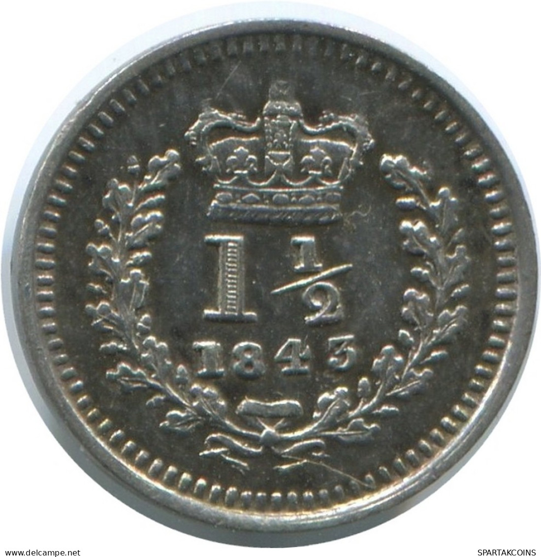 1 1/2 PENCE 1843 UK GROßBRITANNIEN GREAT BRITAIN Ag Münze Colonial #AE802.16.D - E. 1 1/2 - 2 Pence